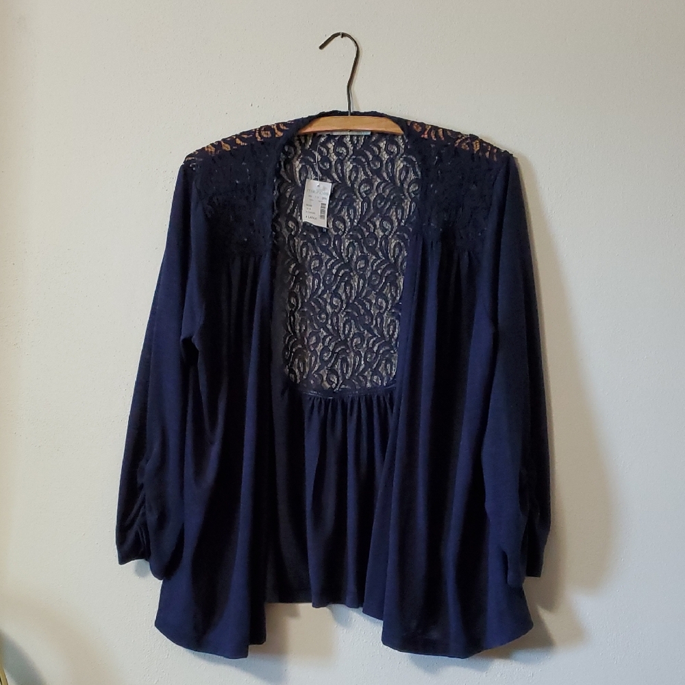 Chic Navy Lace Women's Blouse